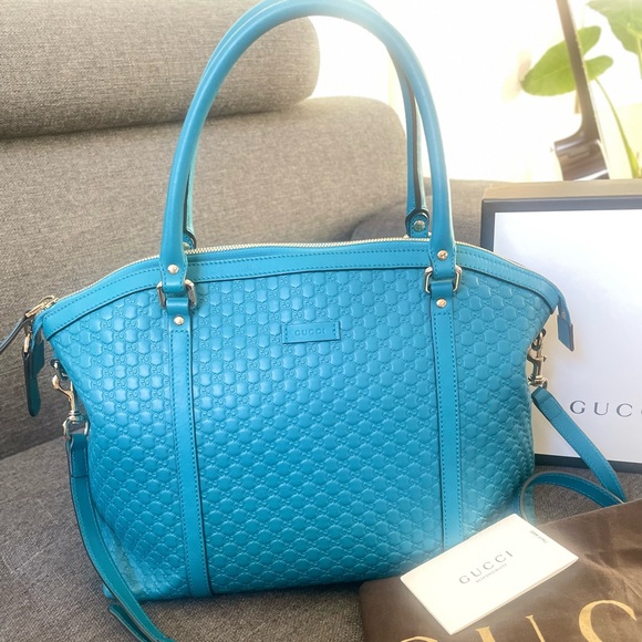 Gucci Turquise Blue Guccisimssa Dome crossbody tote - Picture 5 of 14
